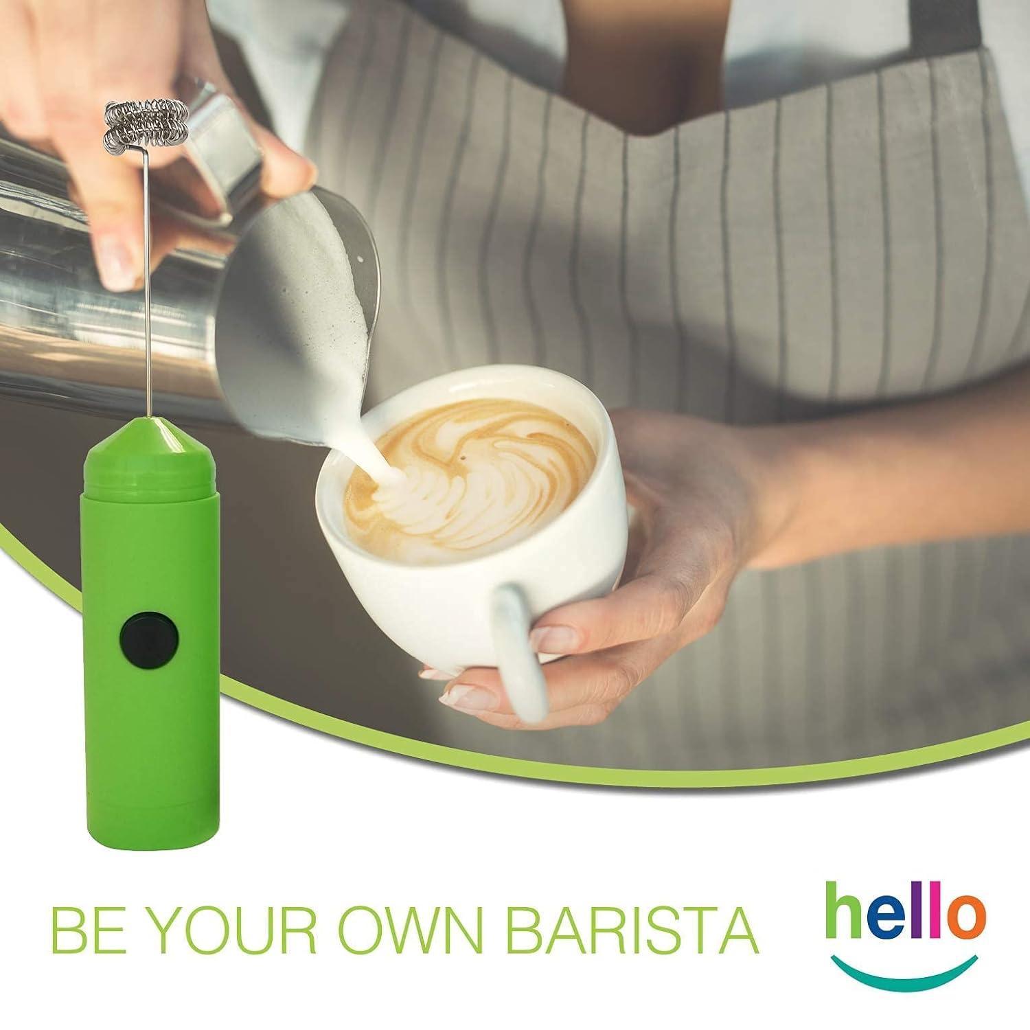 MatchaDNA Milk Frother Hello Double Whisk Head, Handheld Battery Operated Electric
