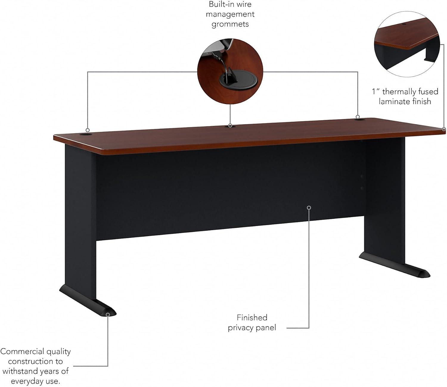 Hansen Cherry Contemporary 72" Executive Desk with Wire Management