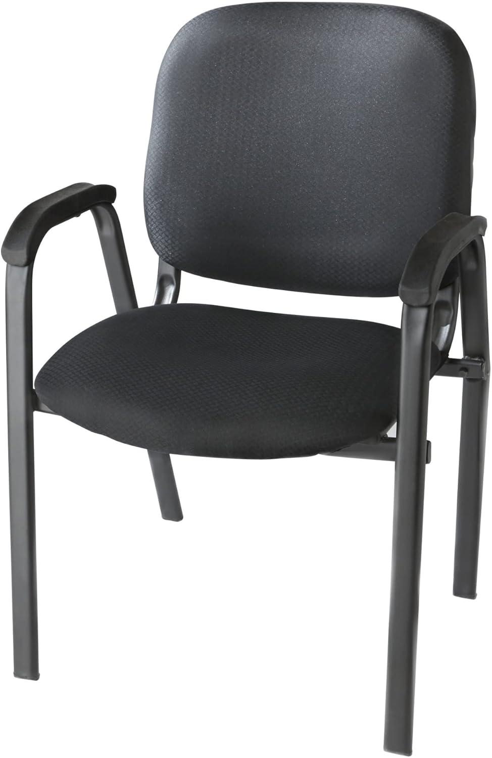 Romig Ace Vinyl Guest Stacking Chair with Arms- Black