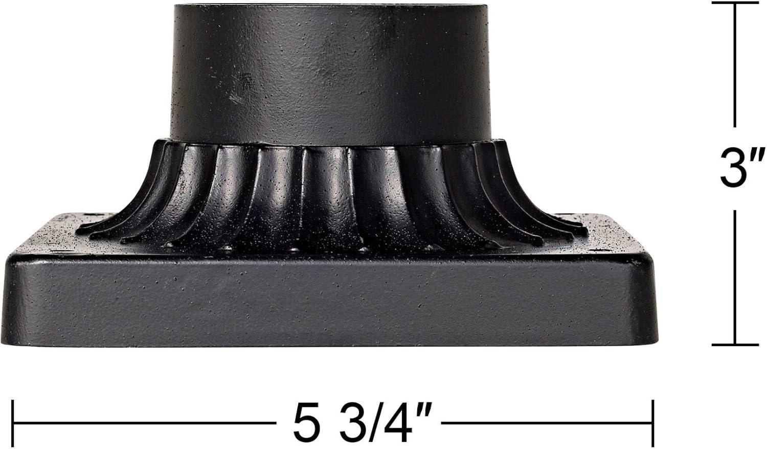 John Timberland Rustic Industrial Outdoor Post Light Mount Adapter Texturized Black Aluminum Fluted Base 5 3/4" for Exterior Barn Deck House Pantio