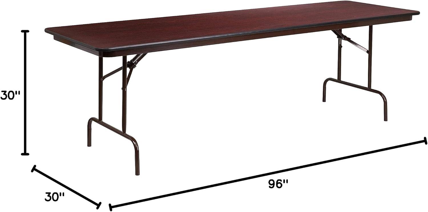 Wofford 24" x 48" Rectangular Mahogany Melamine Laminate Folding Banquet Table