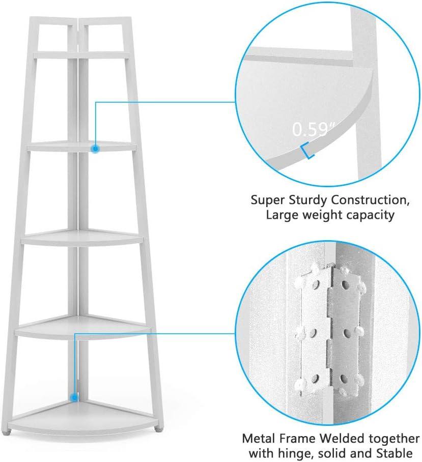 Hommoo 5-Tier Corner Shelf, 70" Tall Corner Ladder Shelf Small Bookshelf