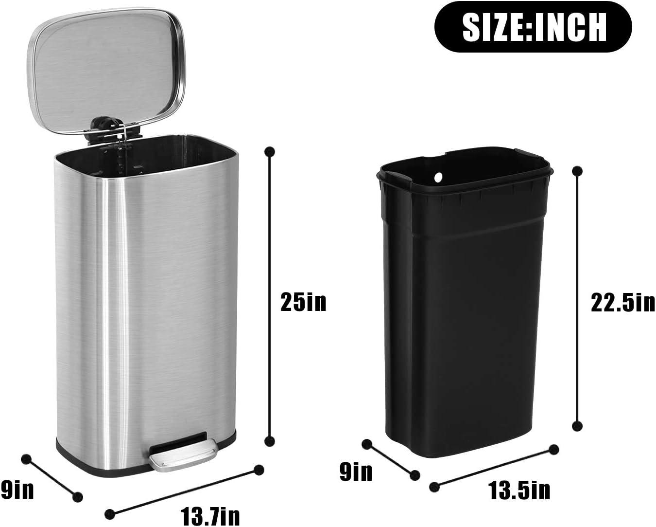 8 Gallon Brushed Stainless Steel Step-On Trash Can