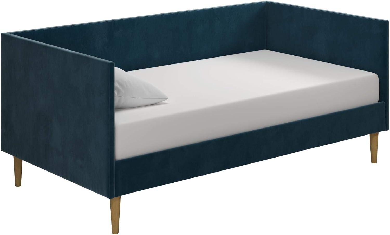 DHP Franklin Mid-Century Upholstered Daybed Frame, Blue Velvet, Twin