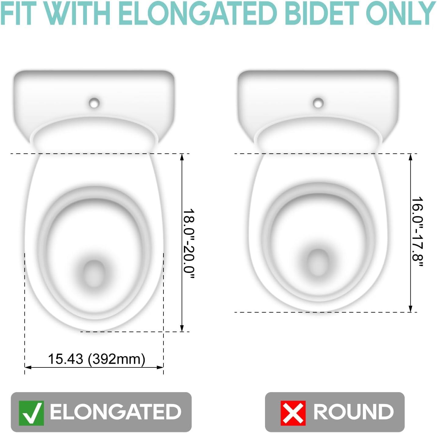 White Plastic Elongated Heated Bidet Toilet Seat with Remote