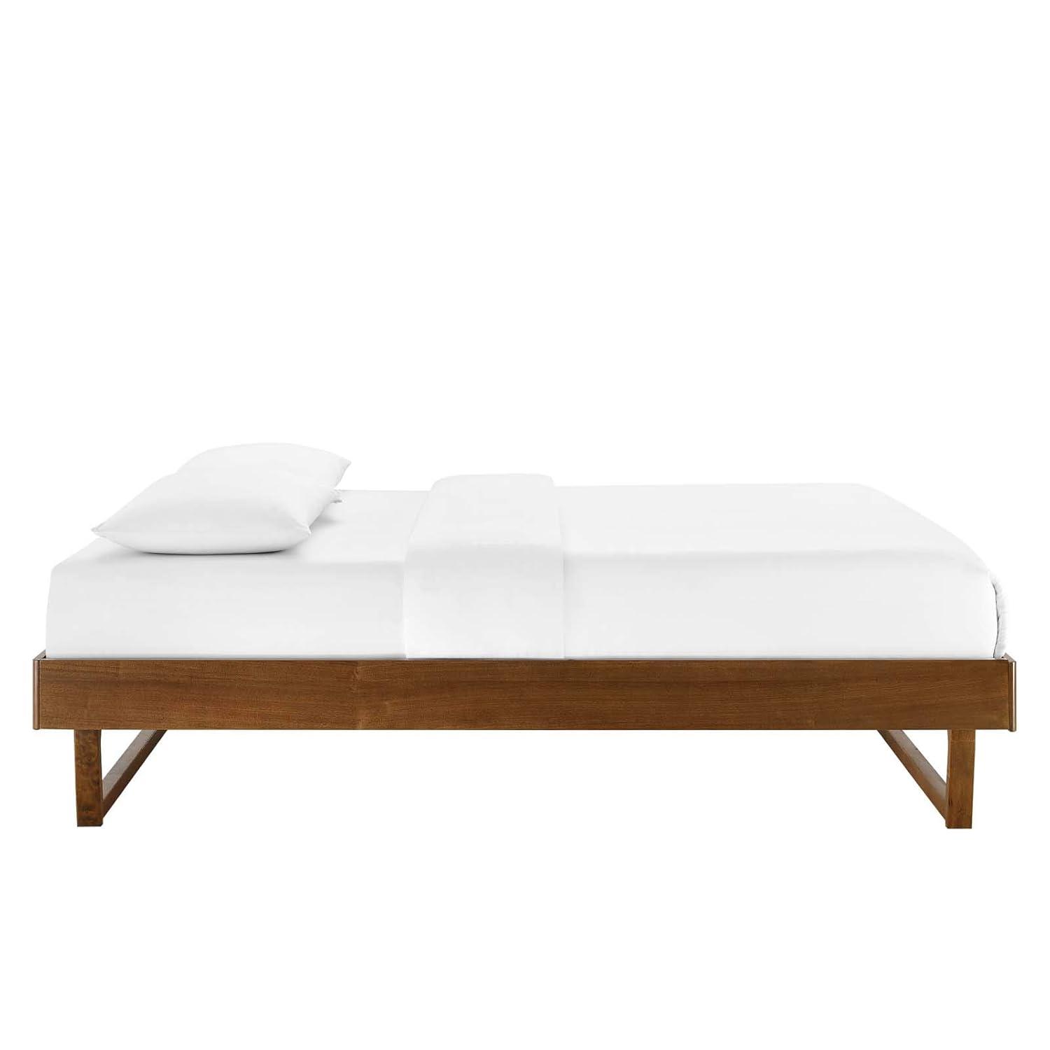 Modway Billie King Rubberwood and MDF Wood Platform Bed Frame in Walnut