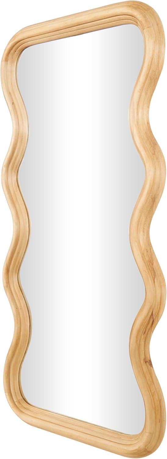 Dupont Wood Wavy Brown Wall Mirror with Dimensional Carved Frame