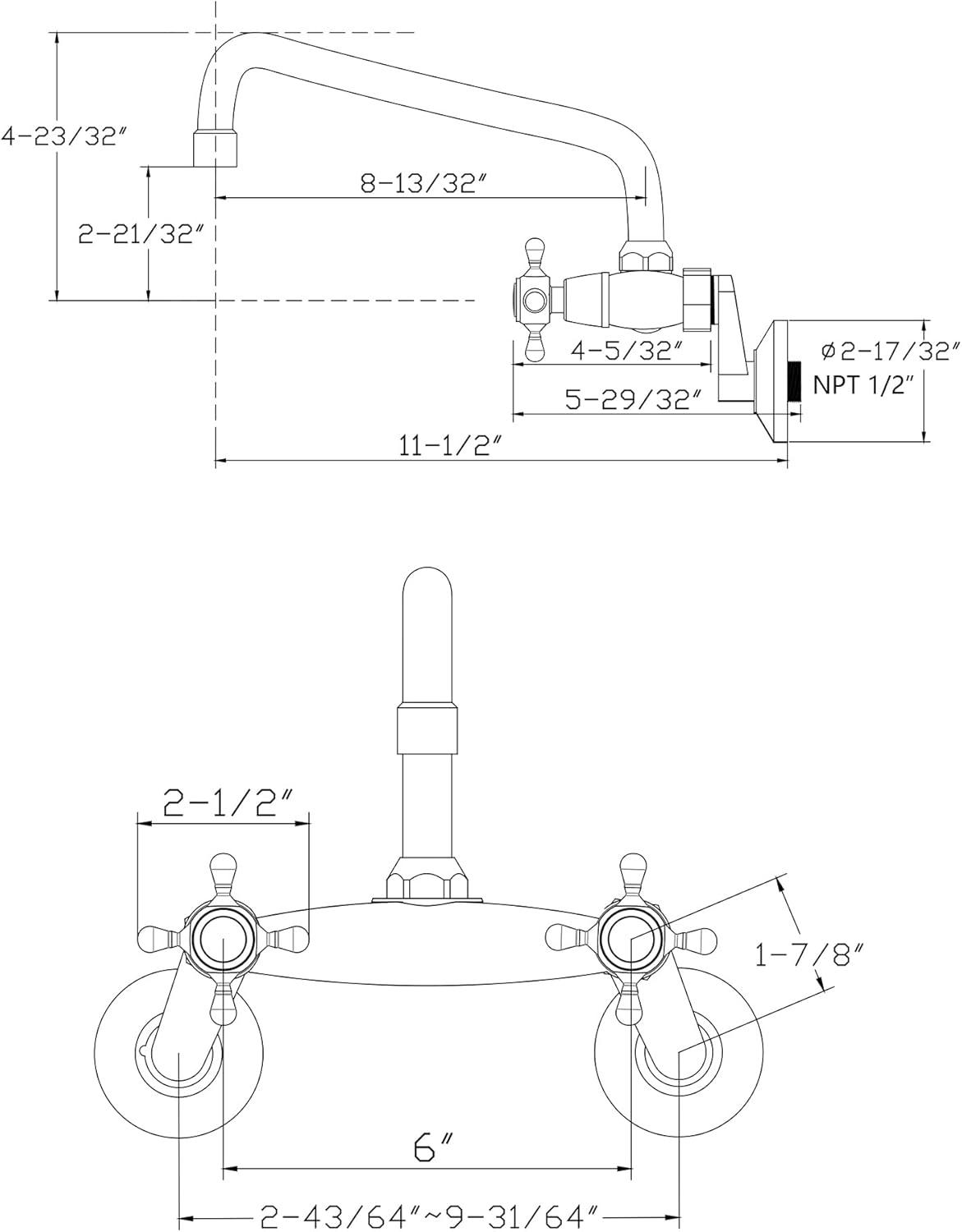 Kitchen Sink Faucet with Cross Handle, Swivel Spout Kitchen Faucet