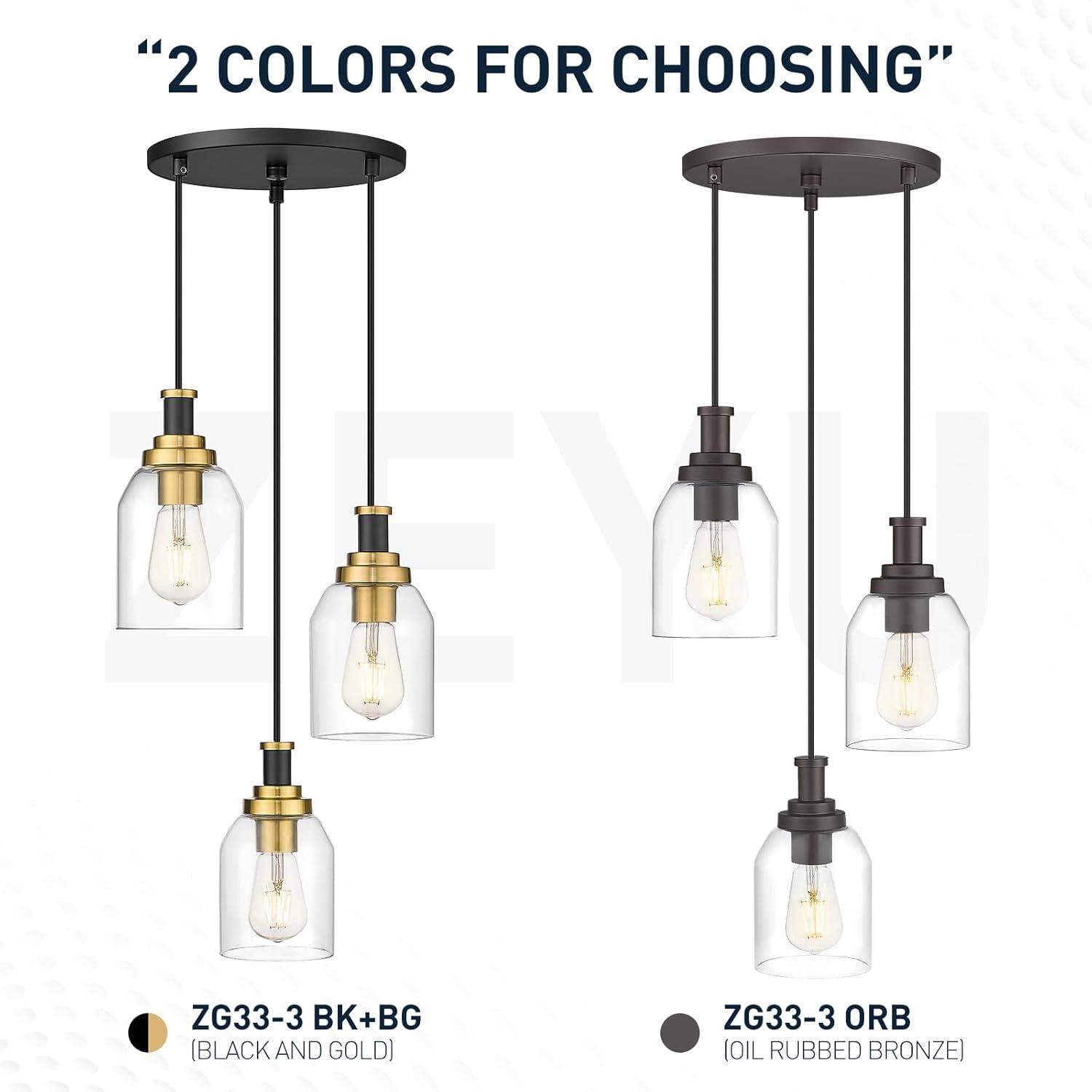 Oil Rubbed Bronze 3-Light Pendant with Clear Glass Shades