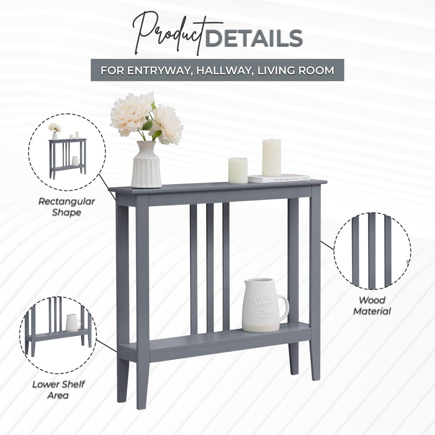 Kings Brand Furniture - Balfour Narrow Console Table with Shelves for Entryway, Hallway, Living Room, or Foyer (Red)