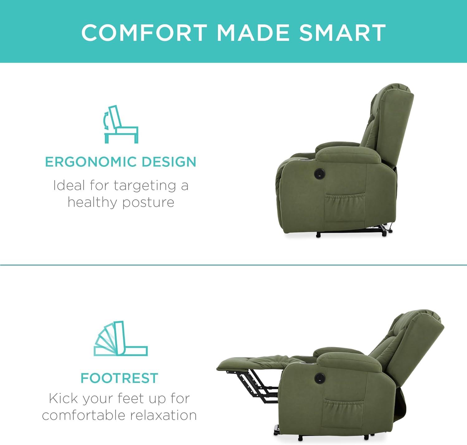 Xola Electric Power Lift Recliner Massage Chair Furniture w/ USB Port, Heat, Cupholders