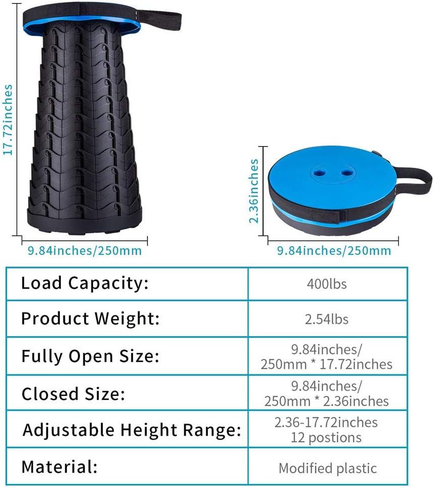 Boreeman Upgraded Folding Stool Lightweight Yet More Sturdy with Load Capacity 400lbs Portable Collapsible Stool for Camping Fishing Hiking BBQ (Blue)