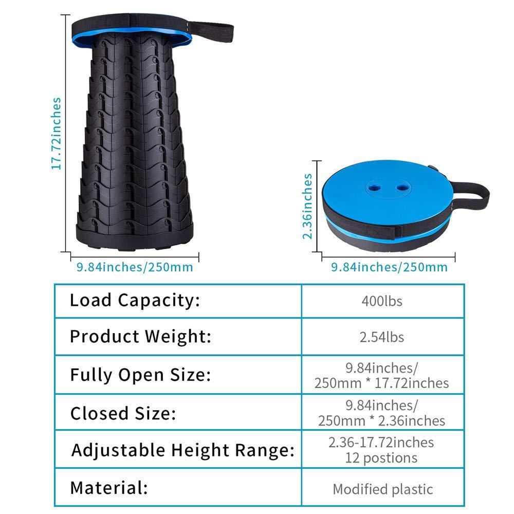 Boreeman Upgraded Folding Stool Lightweight Yet More Sturdy with Load Capacity 400lbs Portable Collapsible Stool for Camping Fishing Hiking BBQ (Blue)
