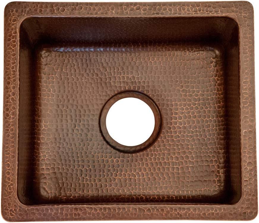 16" Gourmet Rectangular Hammered Copper Bar/Prep Sink