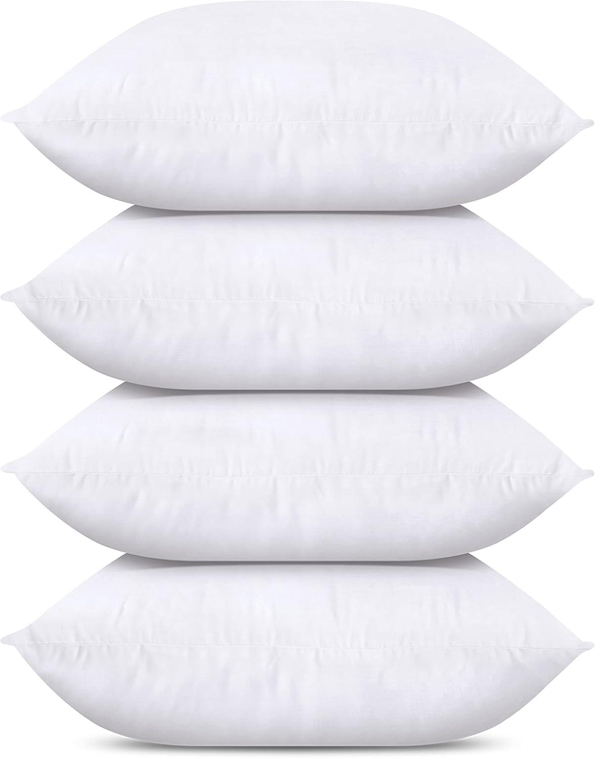 Set of 4 White Polyester 20x20 Throw Pillow Inserts