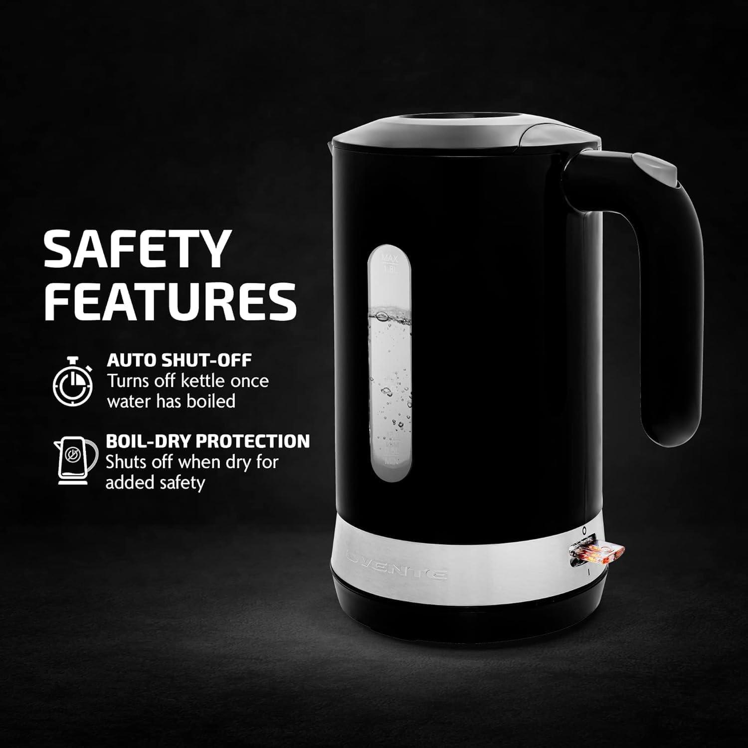 Black Stainless Steel 1.8L Electric Kettle with ProntoFill Design