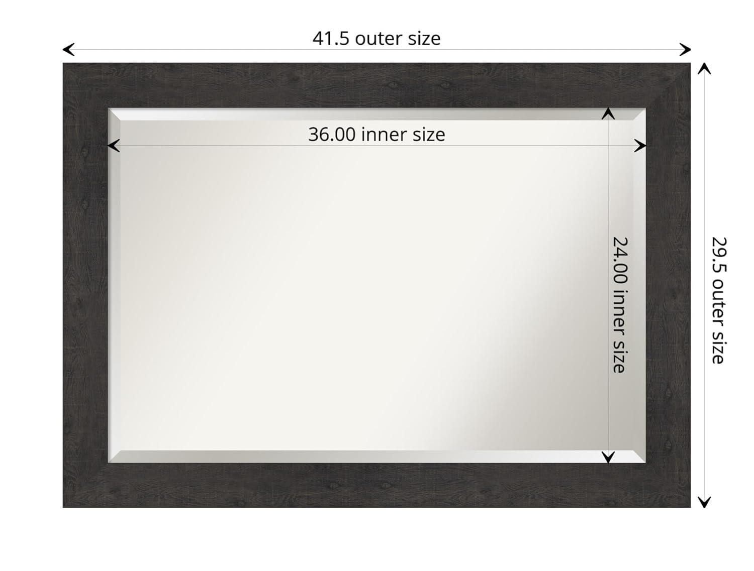 Amanti Art Beveled Bathroom Wall Mirror - Rustic Plank Espresso Frame Outer Size: 41 x 29 in