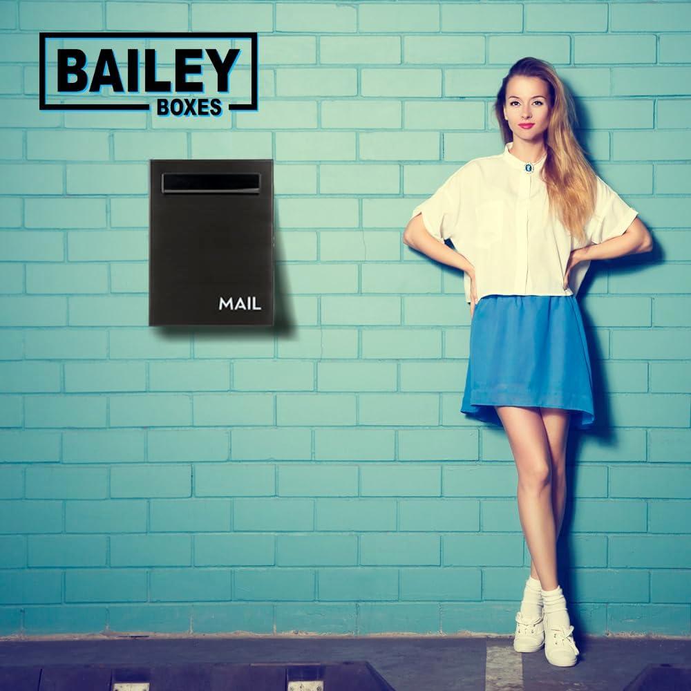 Wall-Mounted Modern Locking Mailbox from Bailey Boxes: Enhance Your Home with The Franklin - 15.75" H x 11.75" W x 7.5" D. Elevate Your Space with This Stylish and Secure Addition.