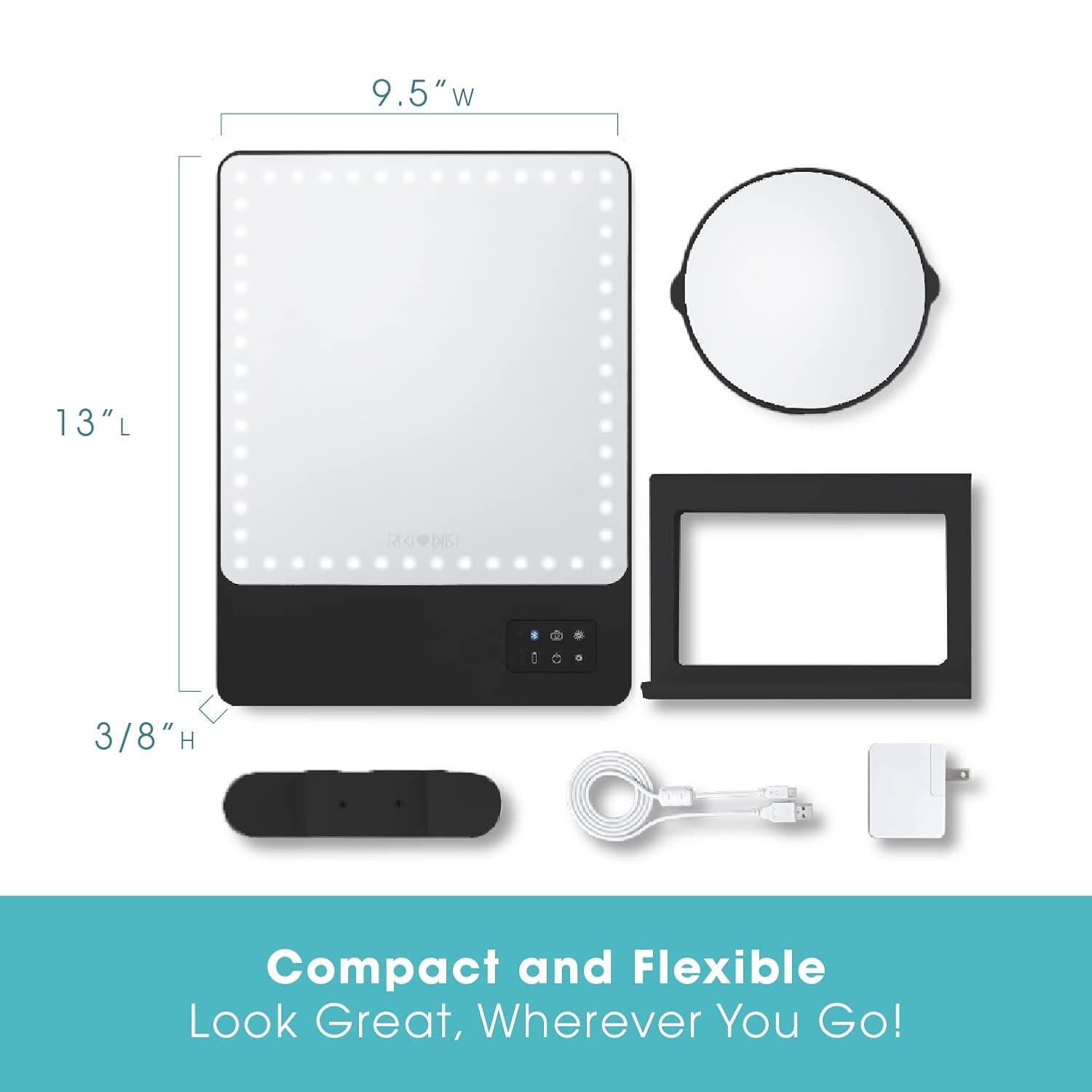 Glamcor RIKI LOVES RIKI RIKI SKINNY Portable 13 x 9.5-Inch Vanity Mirror (Black)
