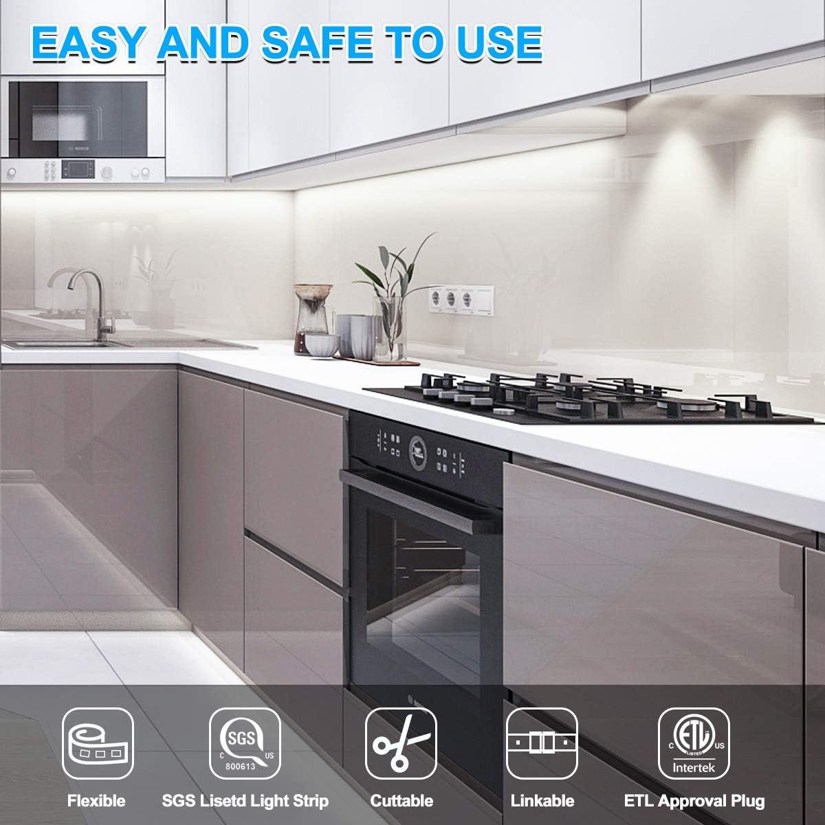 MY BEAUTY LIGHT Motion Activated LED Strip Lights, 65.6ft LED Light Strip with Day or Night 2 Lighting Modes,3 Timing Off Modes,Bright White 24v Plug-in LED Rope Lights for Under Cabinet,Kitchen,Room