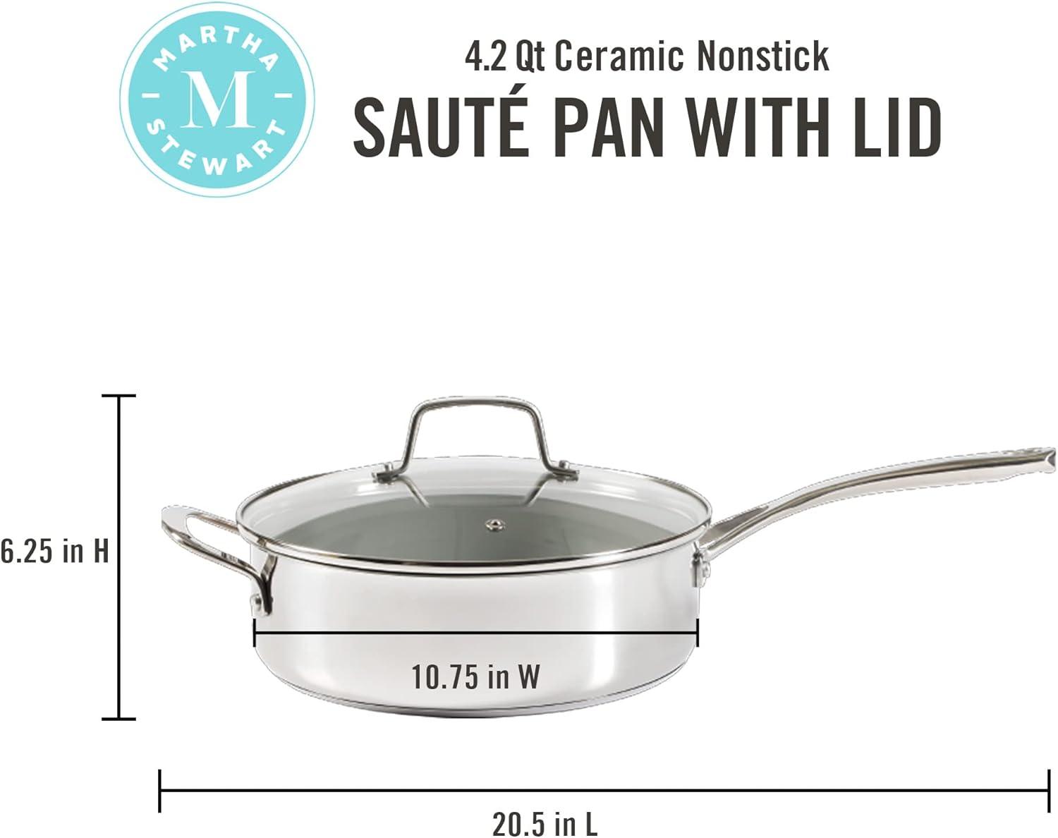 4-Quart Silver Stainless Steel Nonstick Saute Pan with Lid