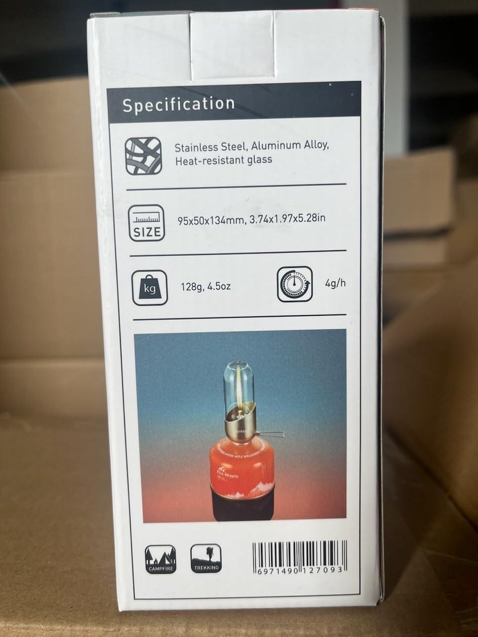 Fire-Maple Orange Camping Lantern Glass, Steel & Aluminum | Propane or Isobutane Fuel Canister Beautiful Lights | NO Mantles Needed | Propane Lanterns for Camping, Emergency Essential