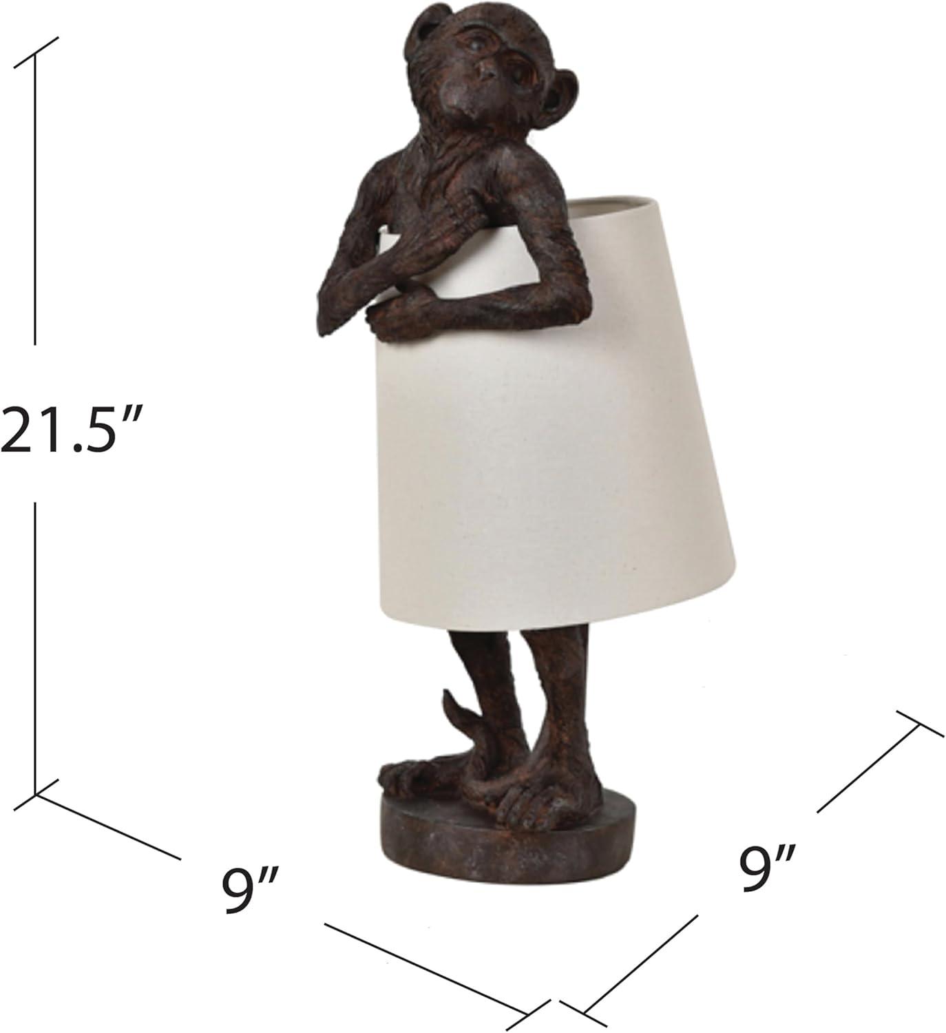 21.5" Chester Monkey Bronze Resin Table Lamp w/ Oatmeal Shade
