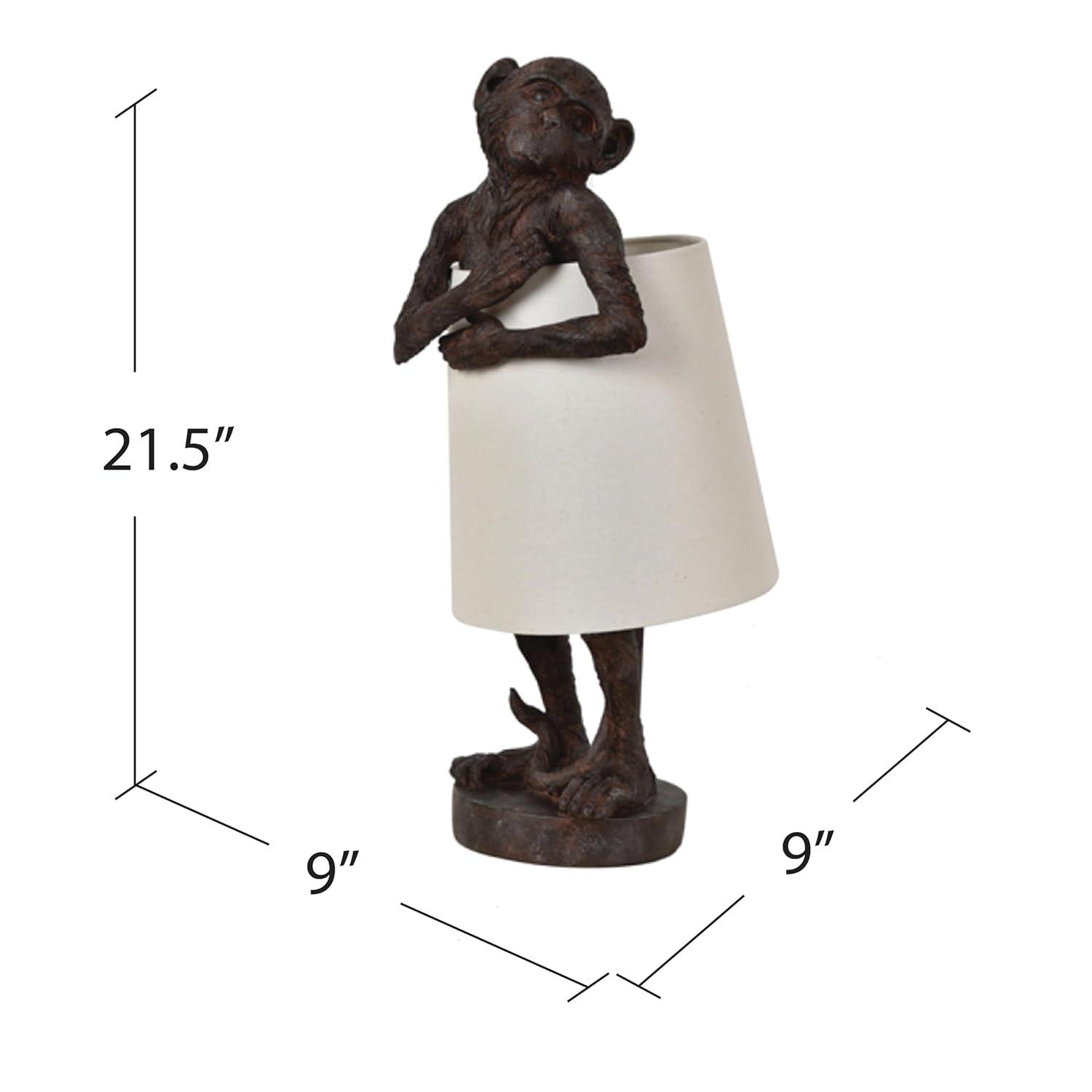 21.5" Chester Monkey Bronze Resin Table Lamp w/ Oatmeal Shade