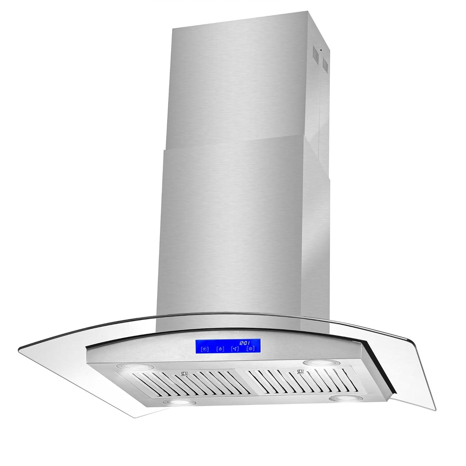 Cosmo 30 in. Ducted Island Range Hood in Stainless Steel with LED Lighting and Permanent Filters