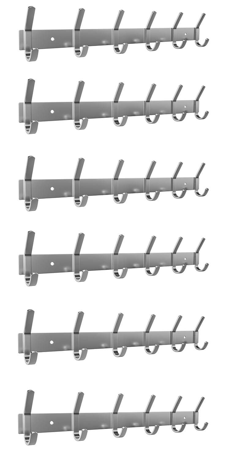 MAXAYA Coat Rack Wall Mount With 6 Double Hooks For Hang...