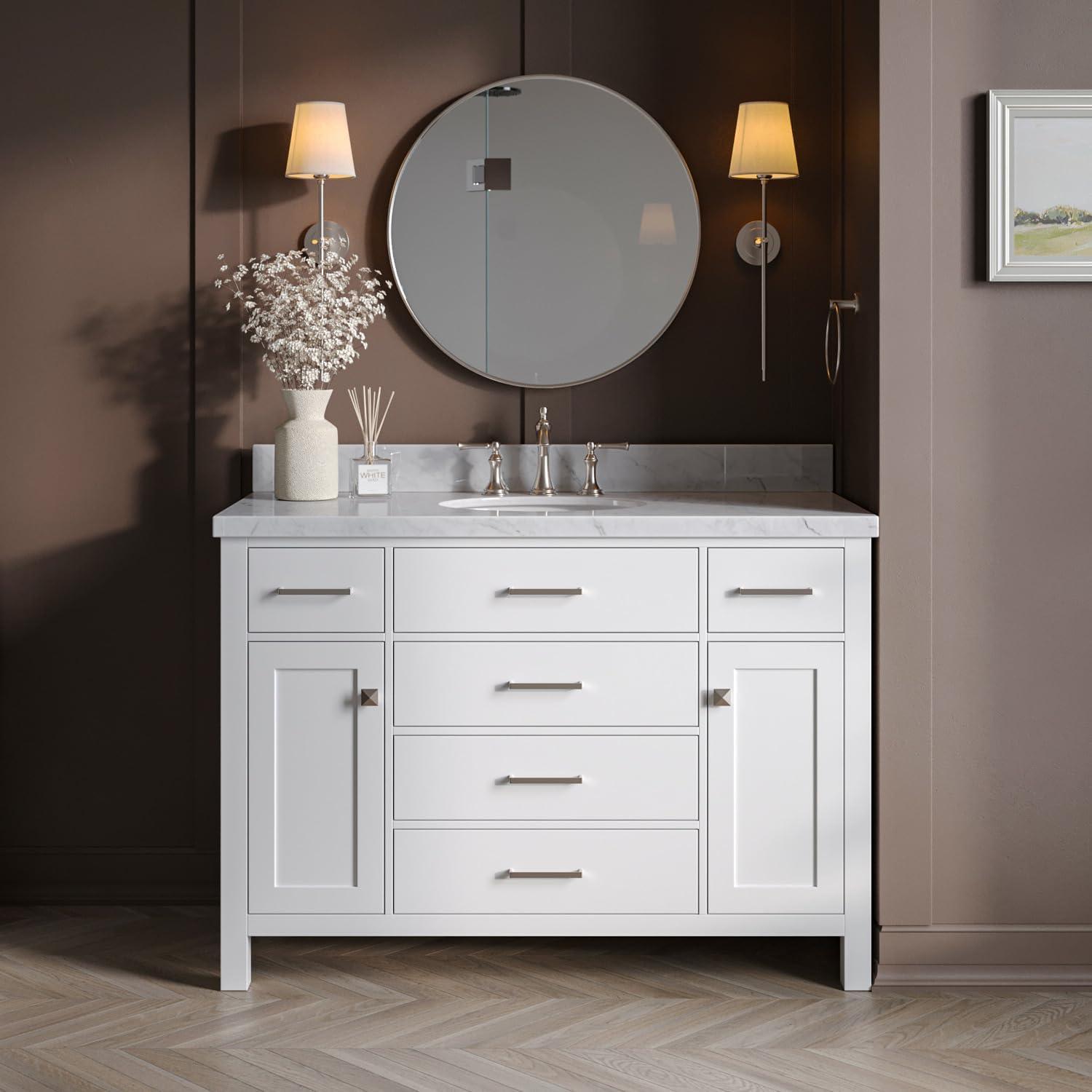 Bristol 49" White Marble Top Freestanding Vanity