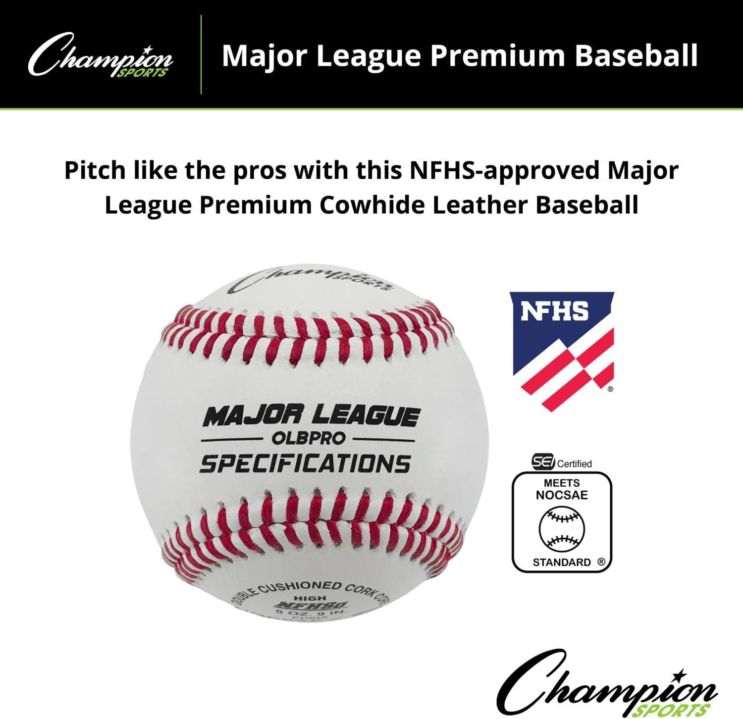 ChampionSportsLeatherBaseballSet:DozenIndoor/OutdoorGenuineLeatherOfficialLeagueBaseballsforPracticeTrainingorRealGame-OLBPROPackof12