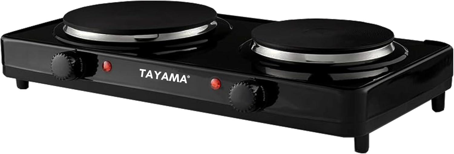 Tayama  Dual Burner Diecast Hot Plate with Temperature Controls, Black