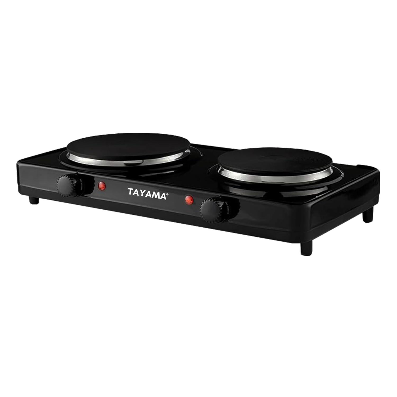 Tayama  Dual Burner Diecast Hot Plate with Temperature Controls, Black