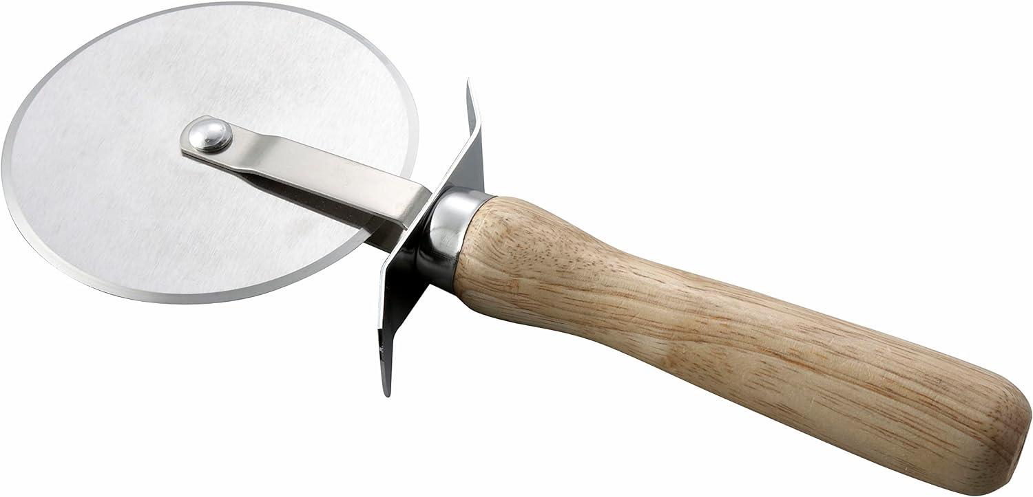 Stainless Steel Pizza Cutter with Wooden Handle, 4-Inch Blade