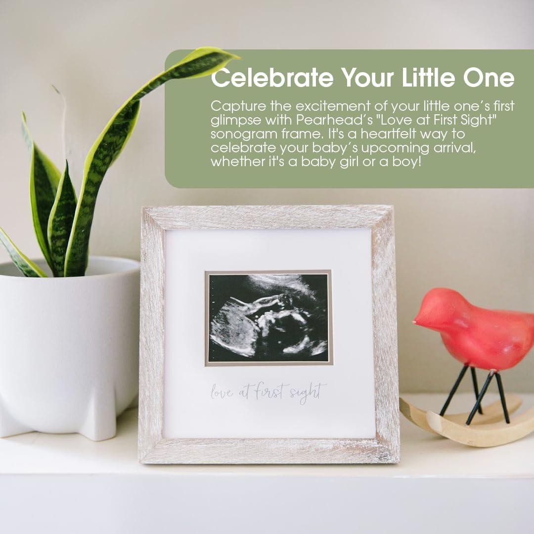 Pearhead Love at First Sight Sonogram Picture Frame - Rustic White