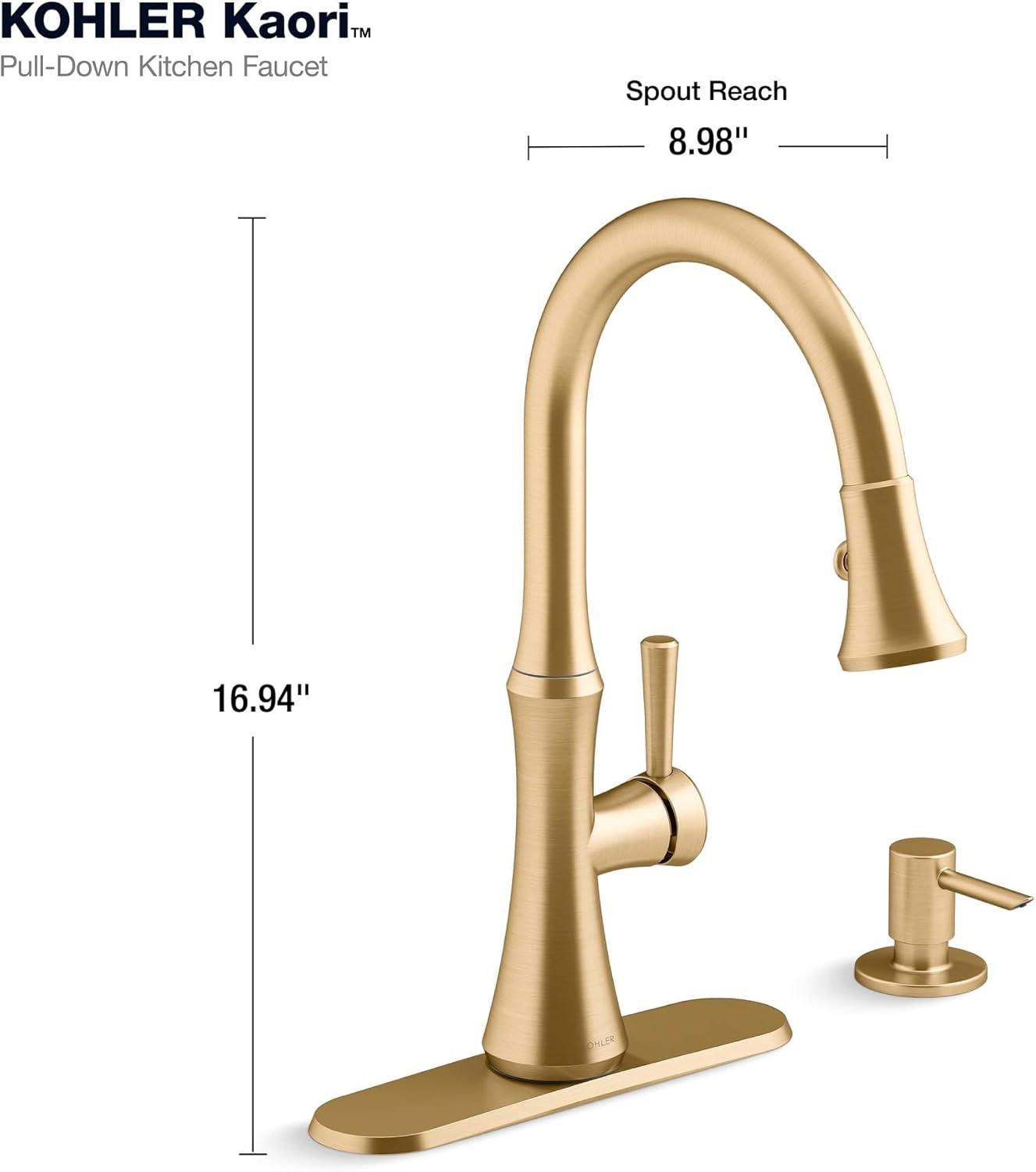 Vibrant Brushed Moderne Brass Single Handle Kitchen Faucet with Pull-Down Sprayer