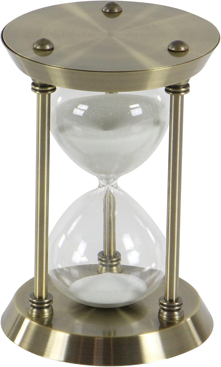 DecMode 6" x 9" Brass Metal Hourglass Sand Timer, 1-Piece