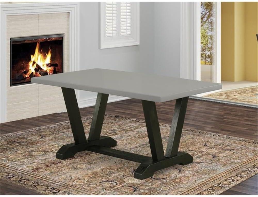 East West Furniture V-Style 36x60" Wood Dining Table in Gray/Black