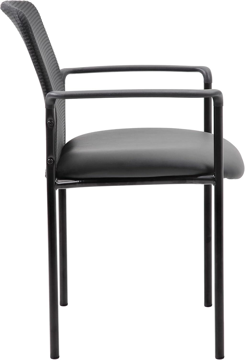 Guest Chair Black - Boss Office Products: Modern Upholstered Office Seating with Lumbar Support, Fixed Arms