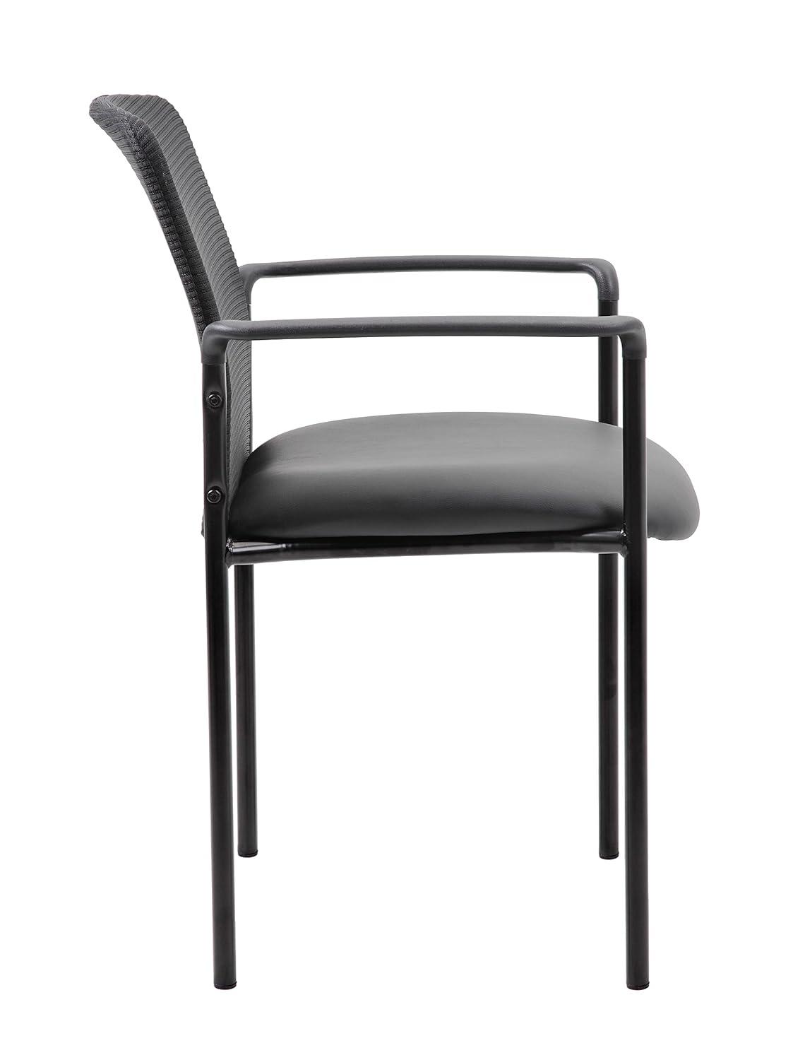 Guest Chair Black - Boss Office Products: Modern Upholstered Office Seating with Lumbar Support, Fixed Arms