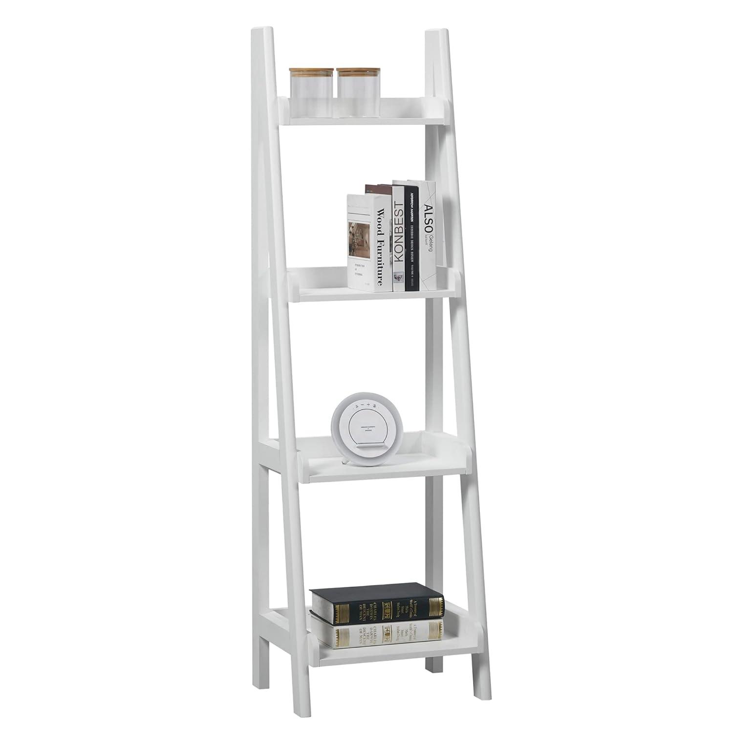 Realspace® 60"H 4-Shelf Narrow Ladder Bookcase, White
