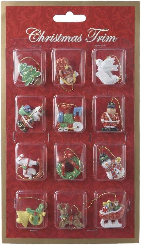 Miniature Resin Christmas Ornament Set, 12-Piece