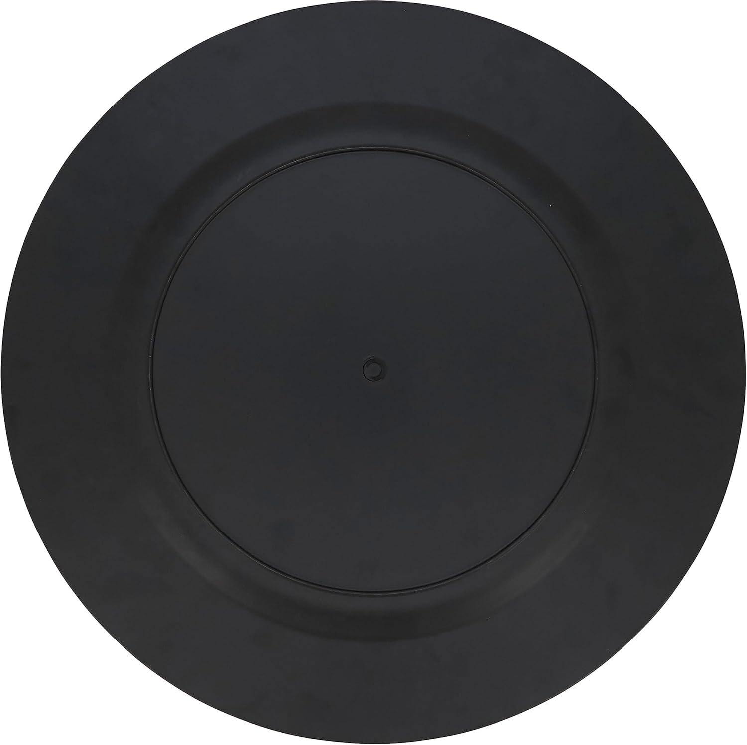 Classic Black Round Plastic Charger Plates Set of 4