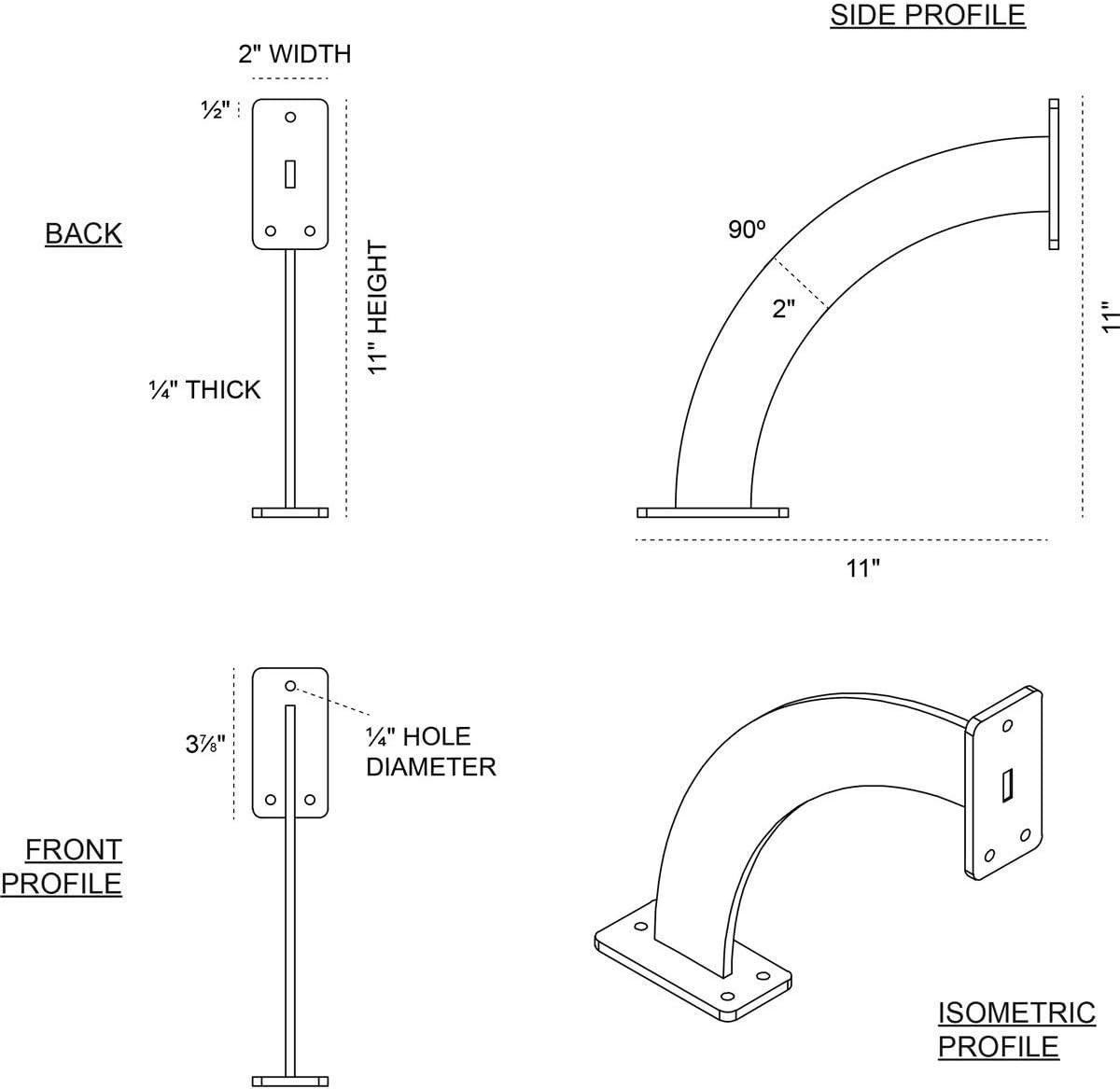 Ekena Millwork 2"W x 11"D x 11"H Bradford Steel Bracket, Hammered Copper