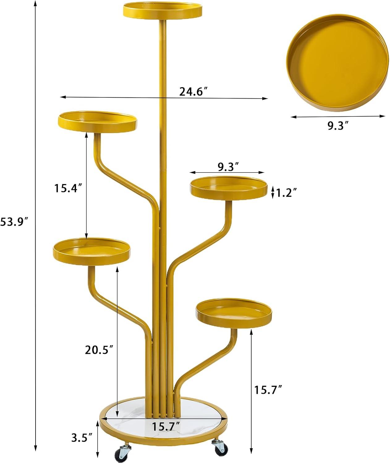 5 Tier Indoor Plant Stand Wrought Iron Plant Stand, Tall Metal Plant Stand With Wheels
