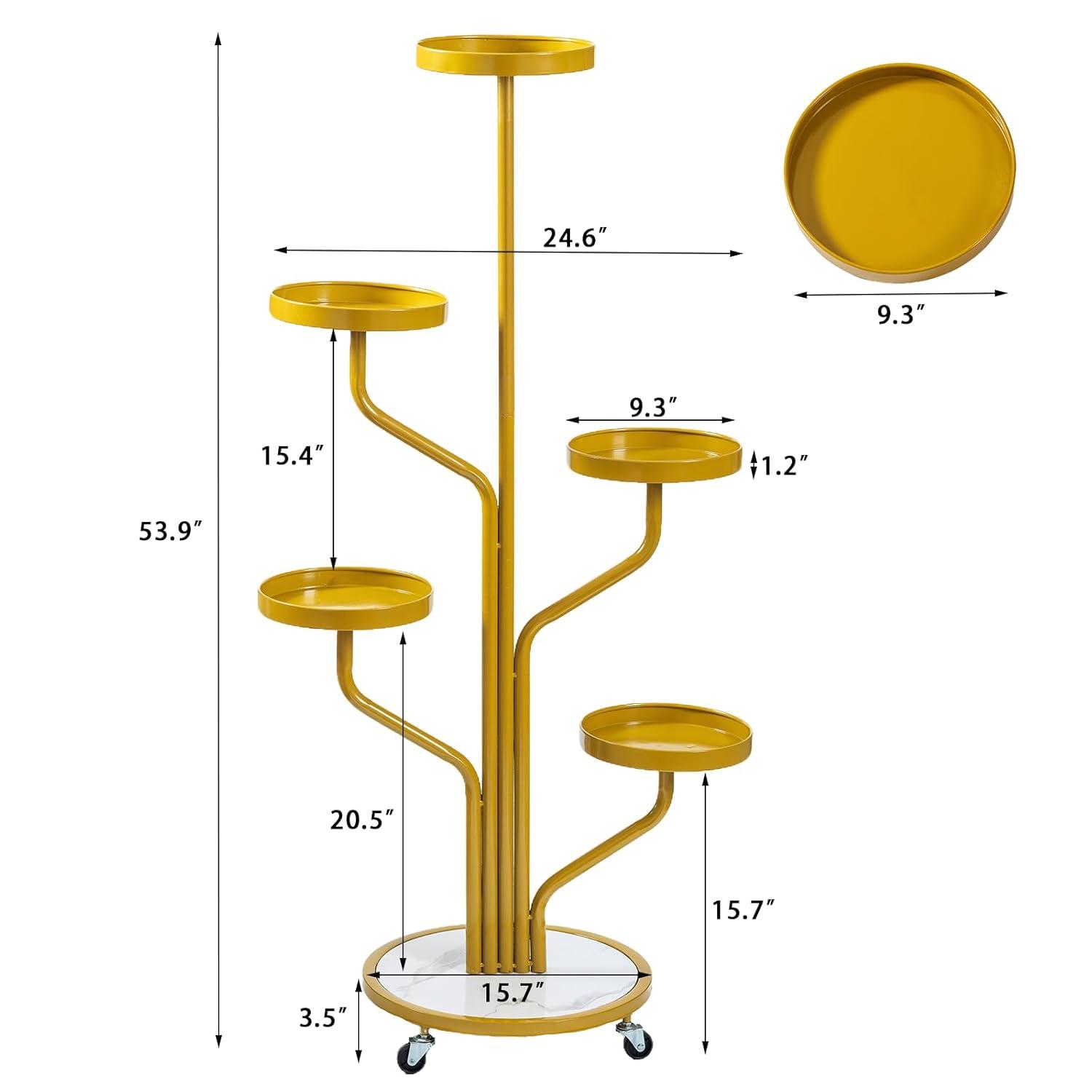 5 Tier Indoor Plant Stand Wrought Iron Plant Stand, Tall Metal Plant Stand With Wheels