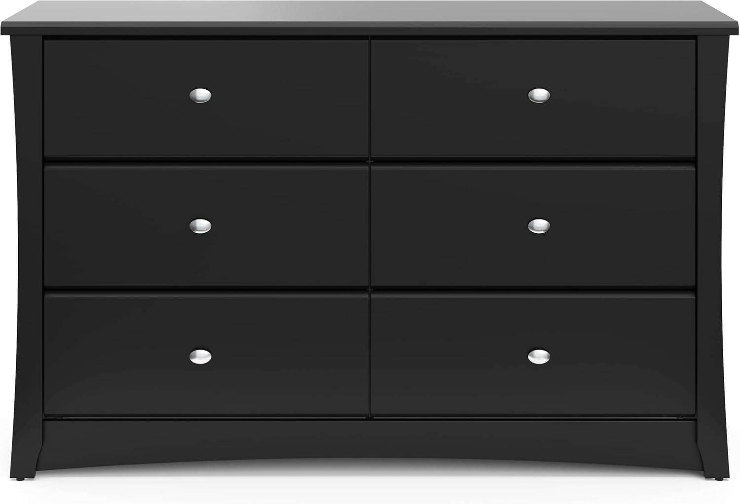 Storkcraft Crescent 6 Drawer Nursery Double Dresser, Black