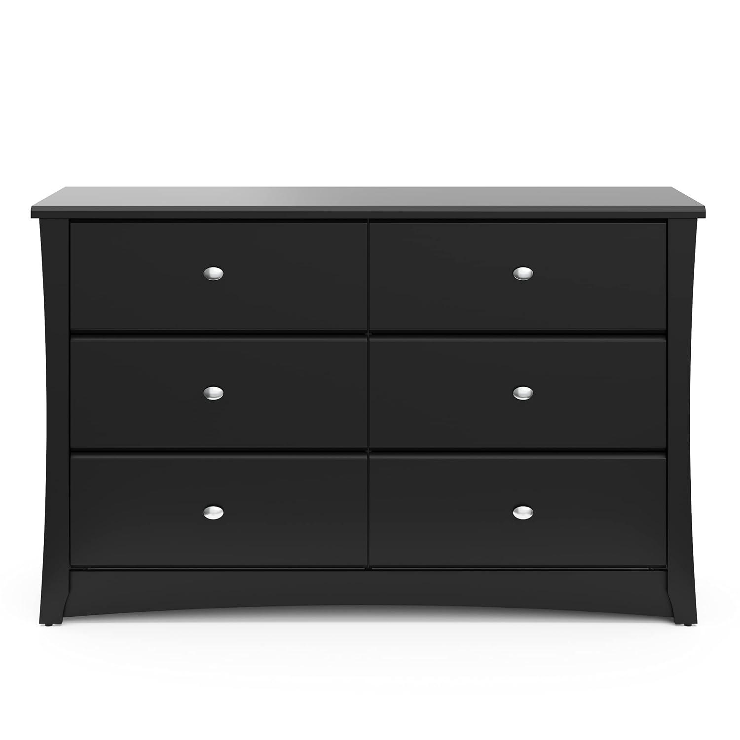 Storkcraft Crescent 6 Drawer Nursery Double Dresser, Black