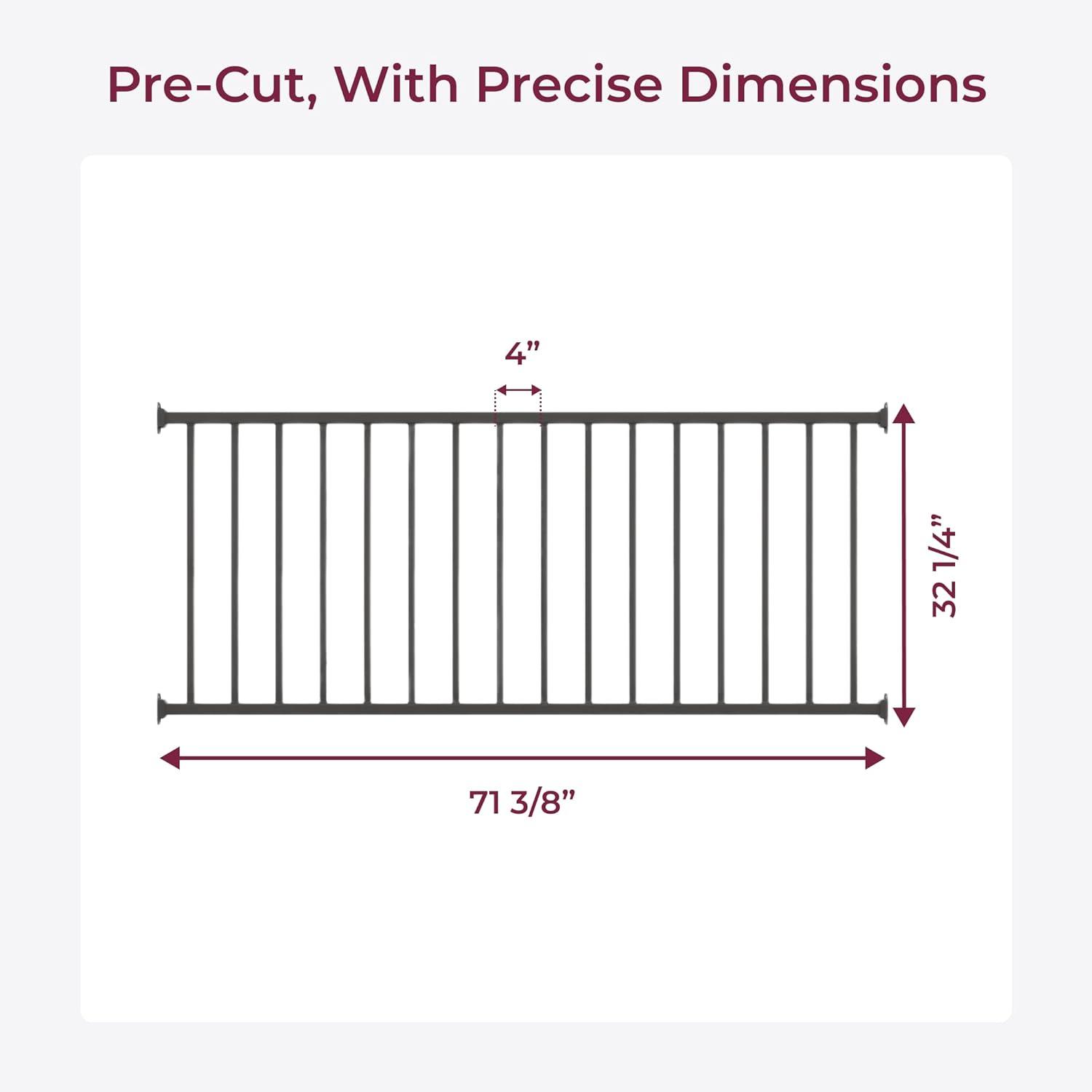CR Home Metal Railing For Deck, Metal Guard Rail Kit With Balusters For Deck Railing 32 Inch, Wrought Iron Deck Railing Kit And Porch Railing Ideal For Residential And Commercial Use, 6ft Wide